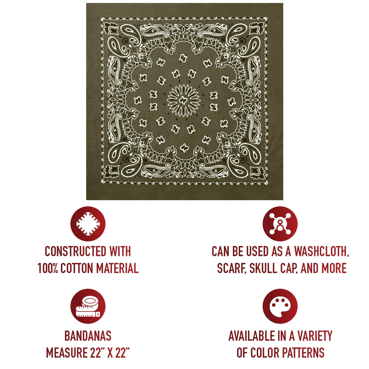 Trainmen Paisley Bandana - 22’’ x