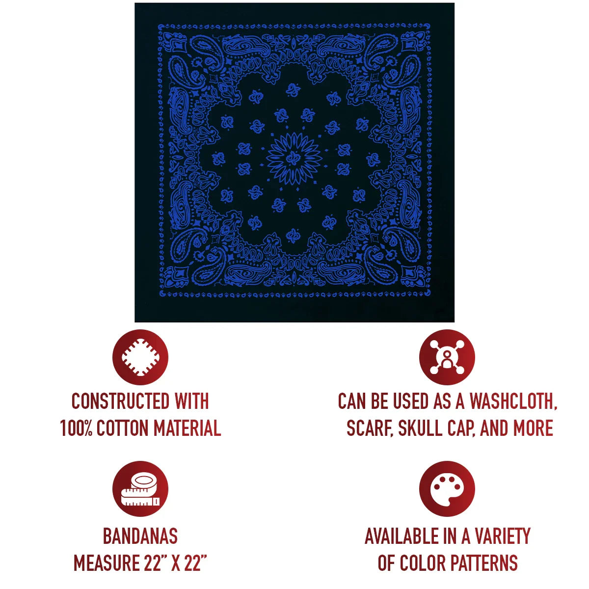 Trainmen Paisley Bandana - 22’’ x