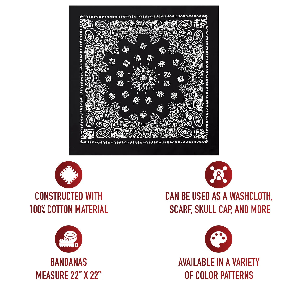 Trainmen Paisley Bandana - 22’’ x