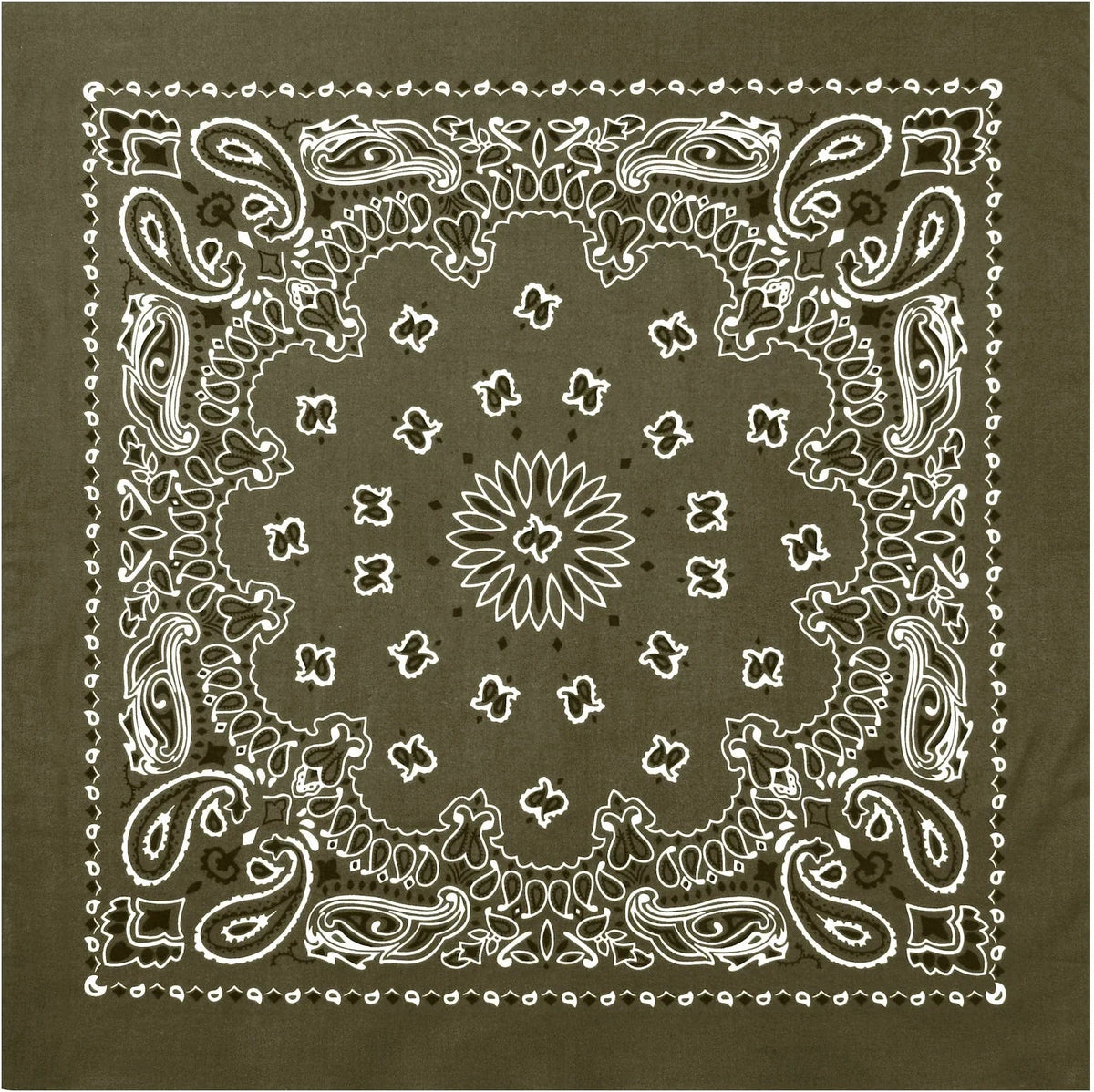 Trainmen Paisley Bandana - 22’’ x - Olive Drab