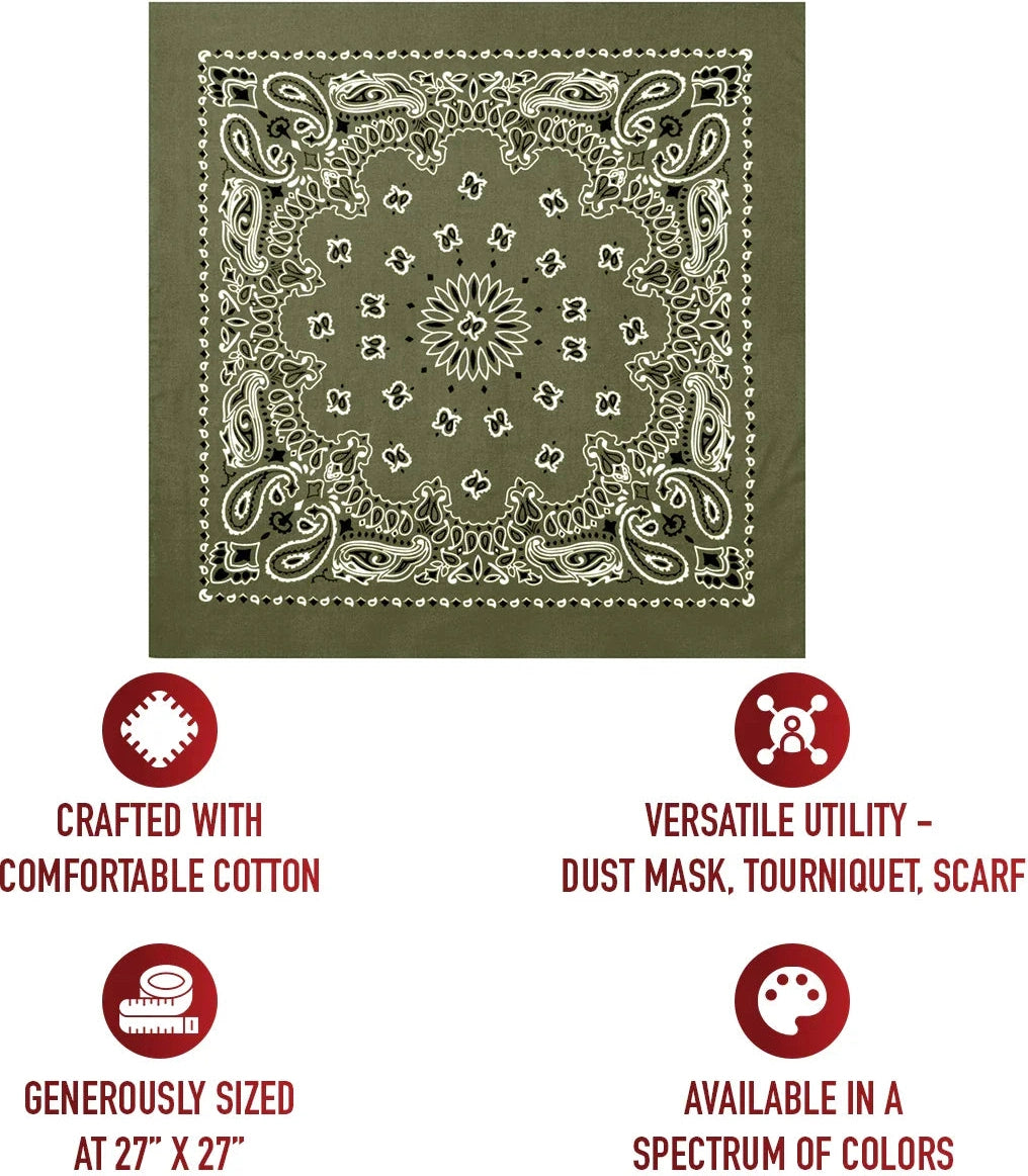 Trainmen Paisley Bandana – Extra-large - 27” x 27’’