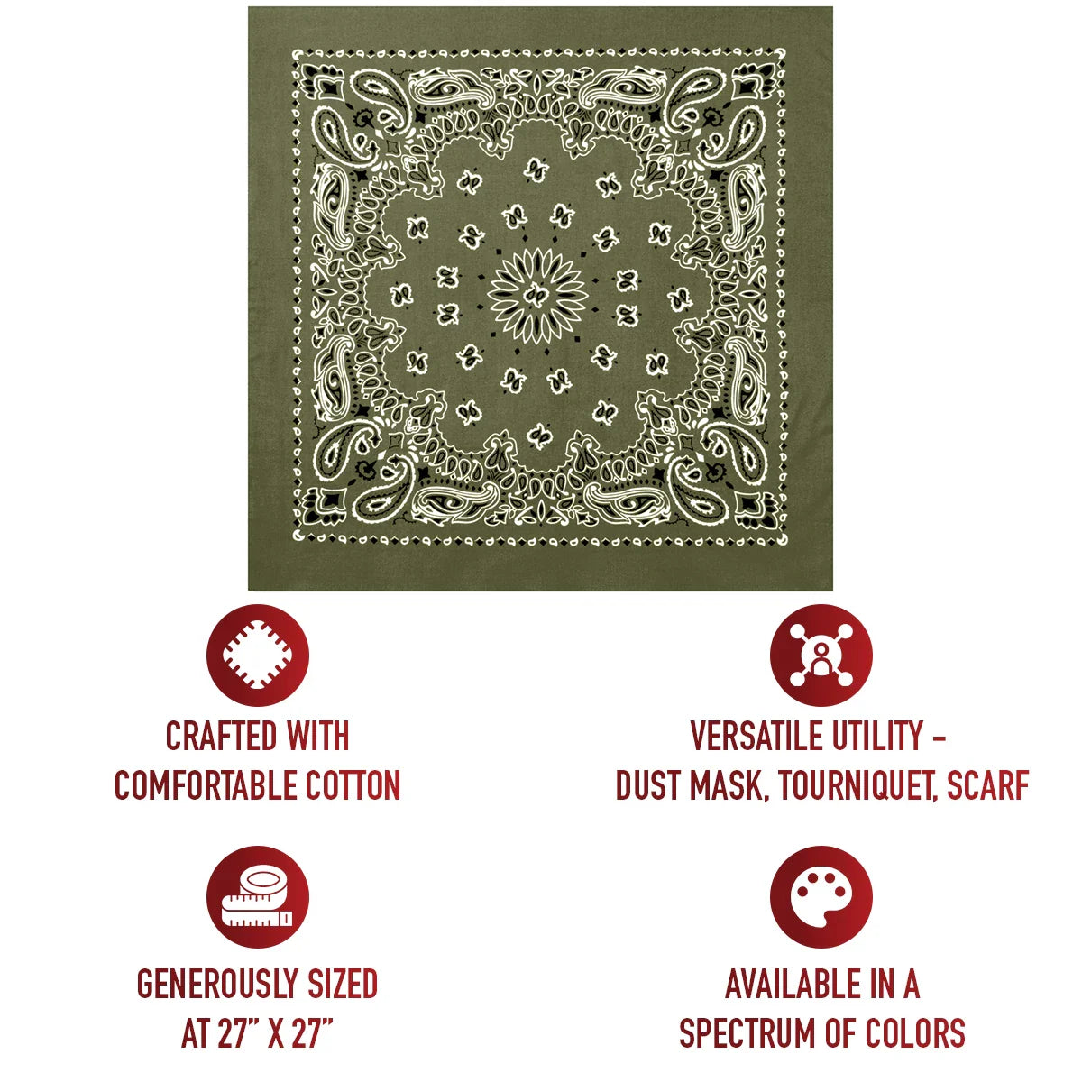 Trainmen Paisley Bandana – Extra-large - 27” x 27’’
