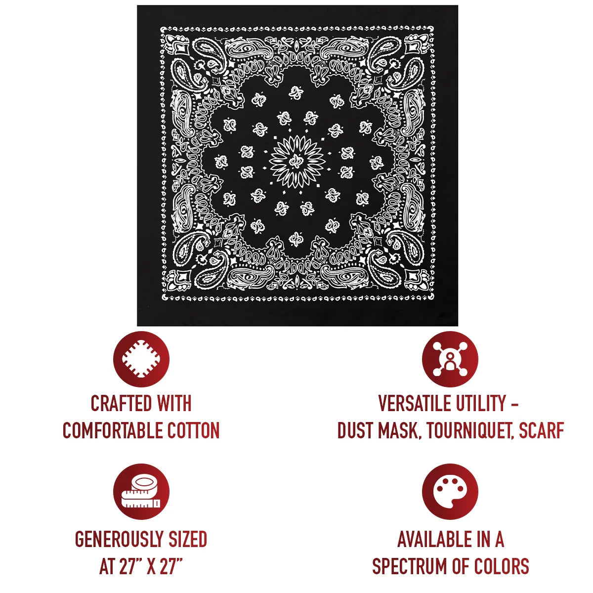 Trainmen Paisley Bandana – Extra-large - 27” x 27’’