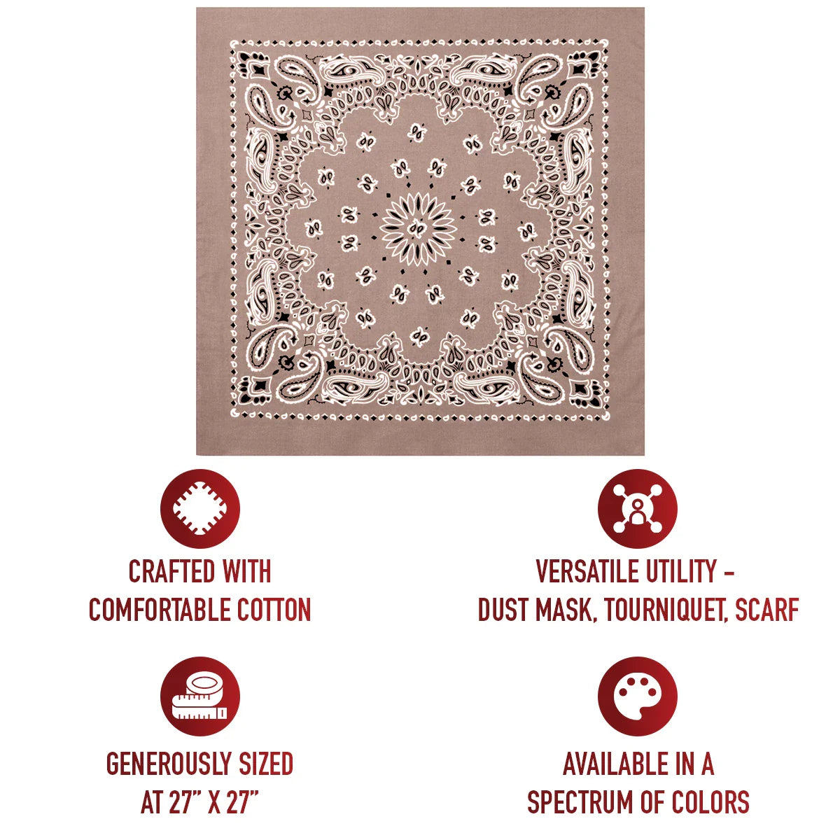 Trainmen Paisley Bandana – Extra-large - 27” x 27’’