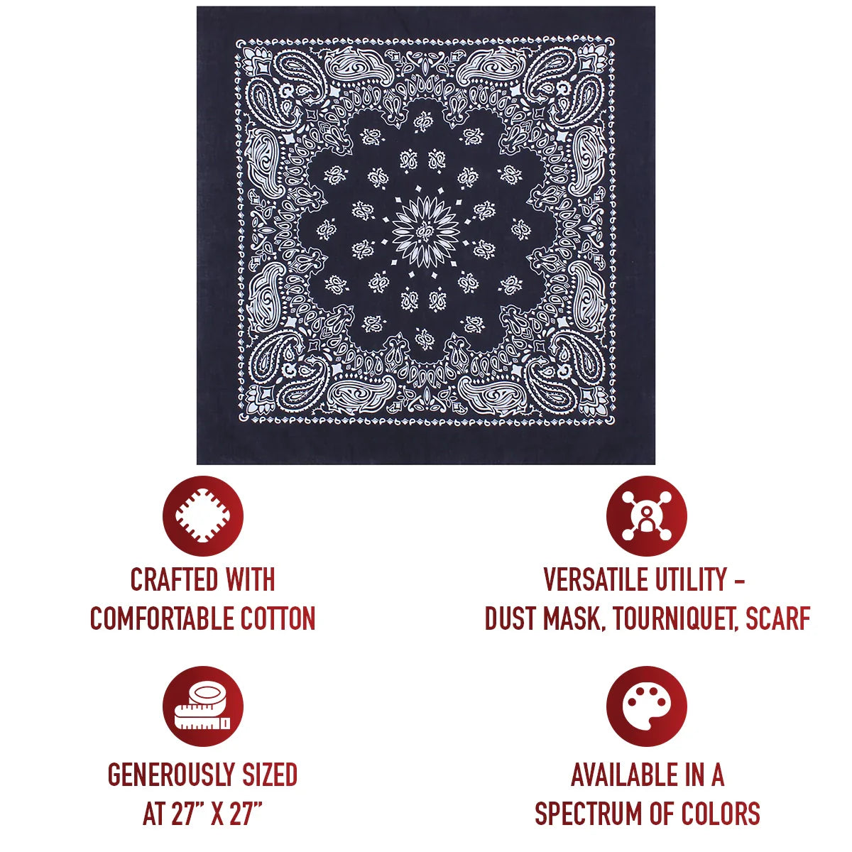 Trainmen Paisley Bandana – Extra-large - 27” x 27’’