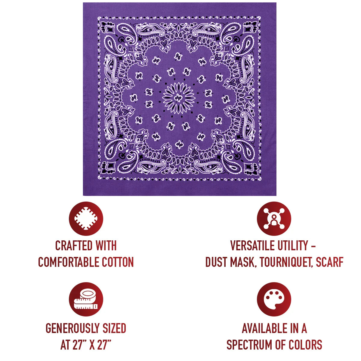 Trainmen Paisley Bandana – Extra-large - 27” x 27’’