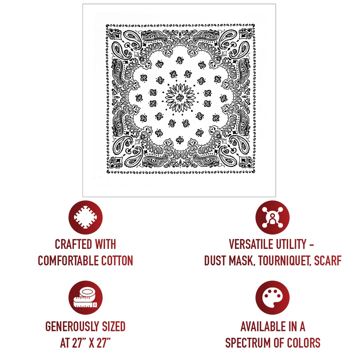 Trainmen Paisley Bandana – Extra-large - 27” x 27’’