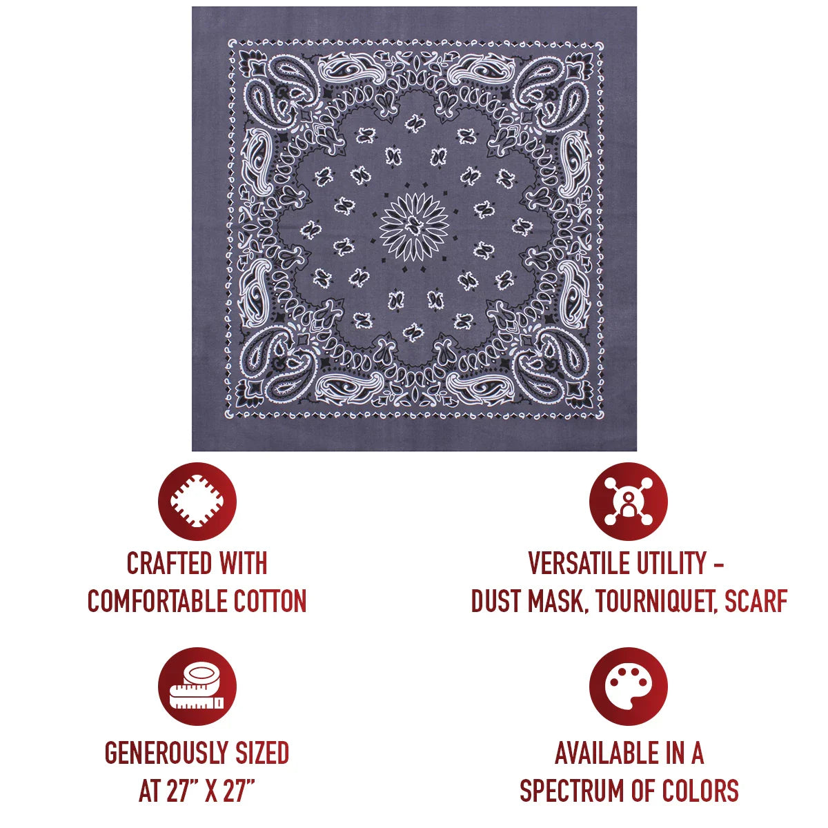 Trainmen Paisley Bandana – Extra-large - 27” x 27’’