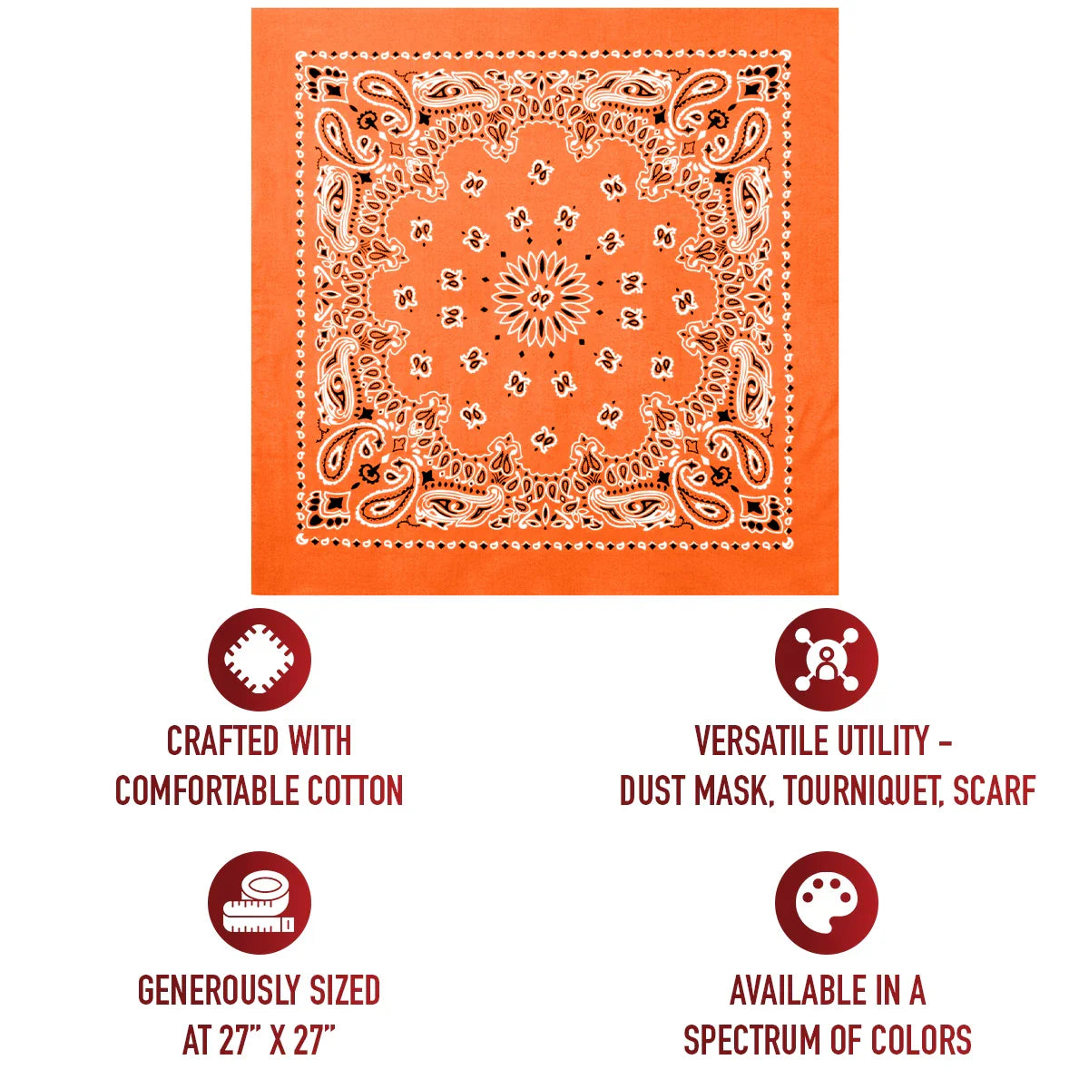 Trainmen Paisley Bandana – Extra-large - 27” x 27’’