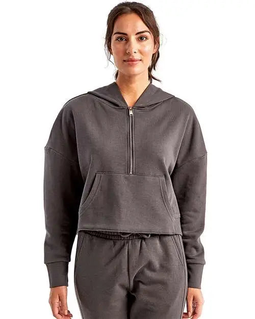 Tridri Td077 Women’s Alice Half-zip Hooded Sweatshirt - Charcoal