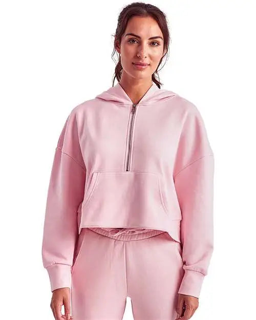 Tridri Td077 Women’s Alice Half-zip Hooded Sweatshirt - Light Pink - Ladies Xs