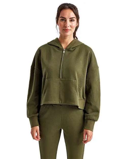 Tridri Td077 Women’s Alice Half-zip Hooded Sweatshirt - Olive