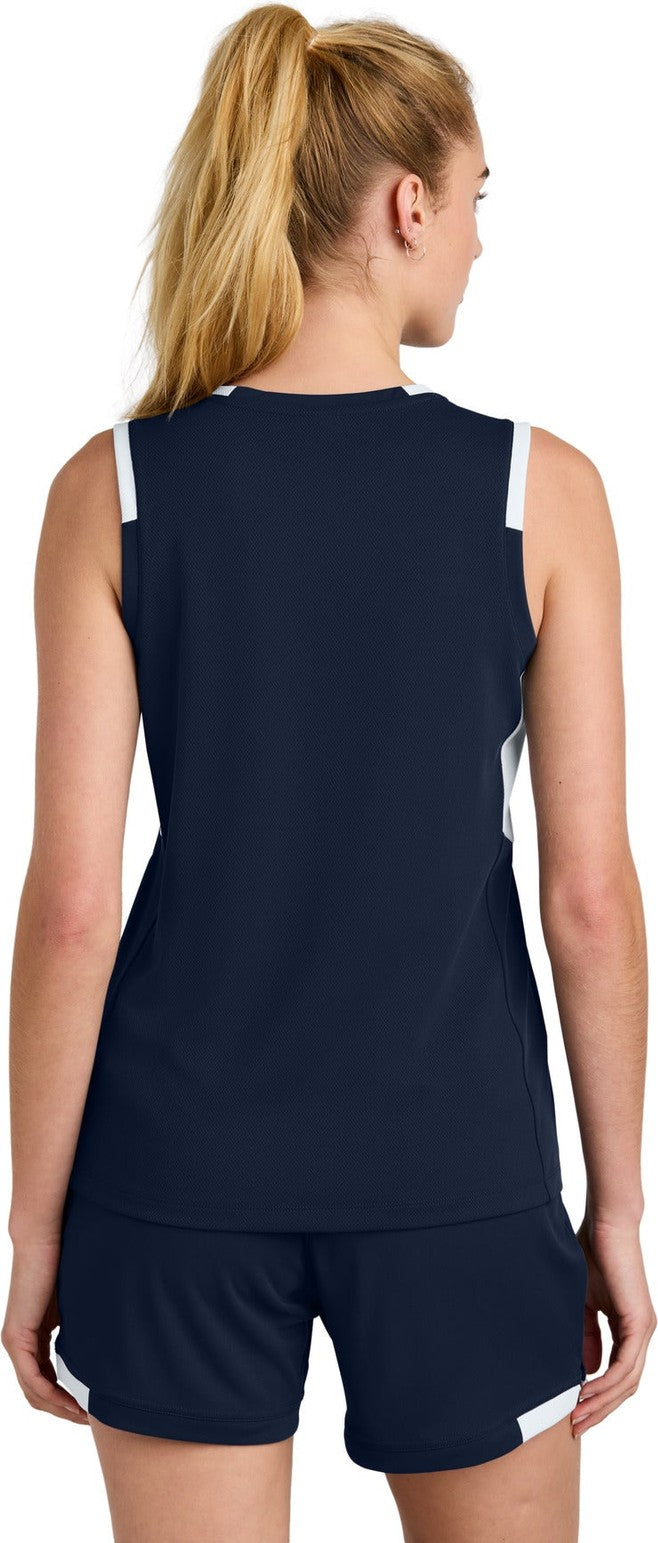 TrNv/White Sport-Tek Women's Club Sleeveless V-Neck LST441