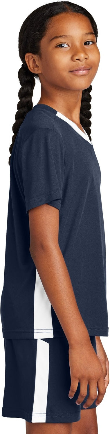 TrNv/White Sport-Tek Youth Competitor United V-Neck YST101