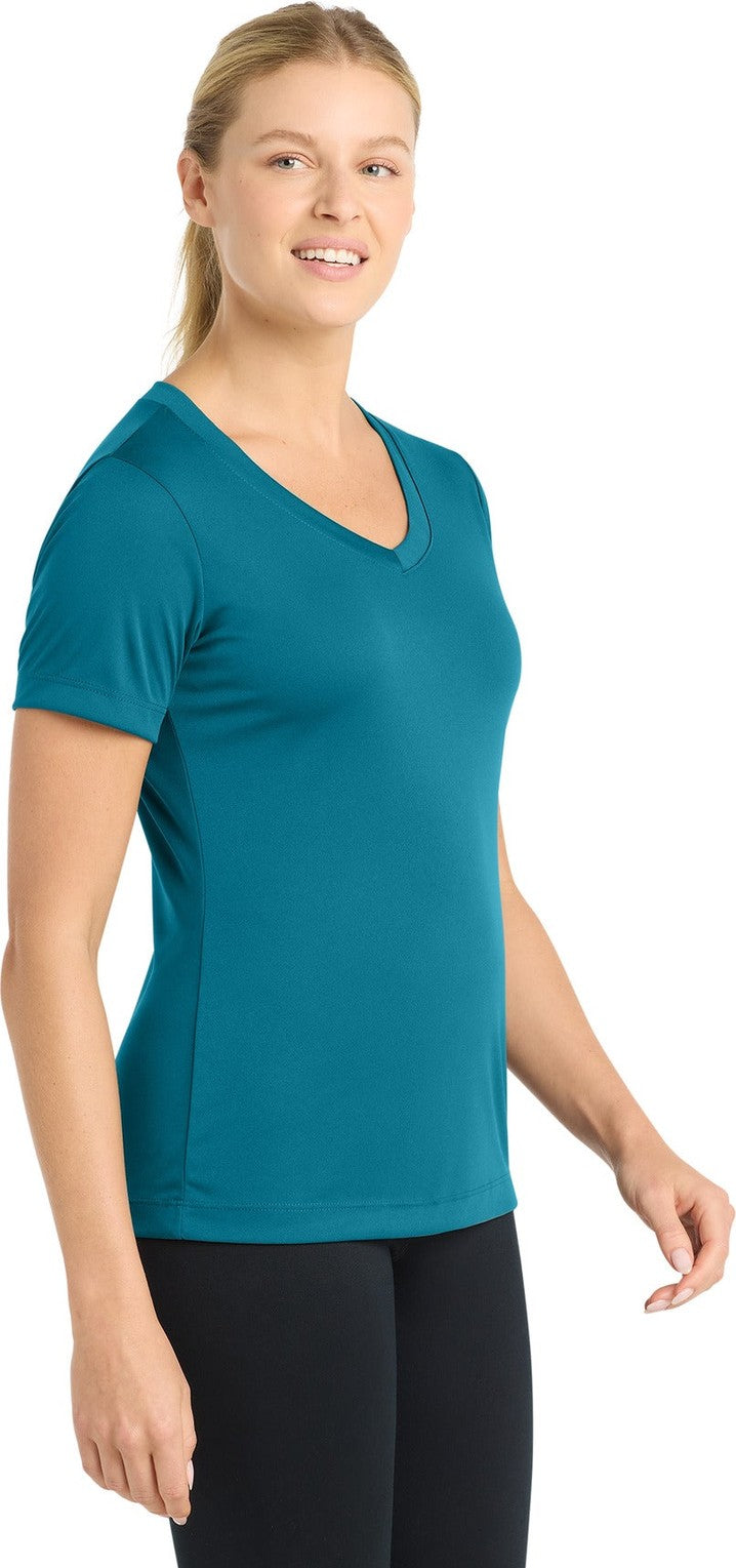 Tropic Blue Sport-Tek Women's PosiCharge Competitor V-Neck Tee. LST353