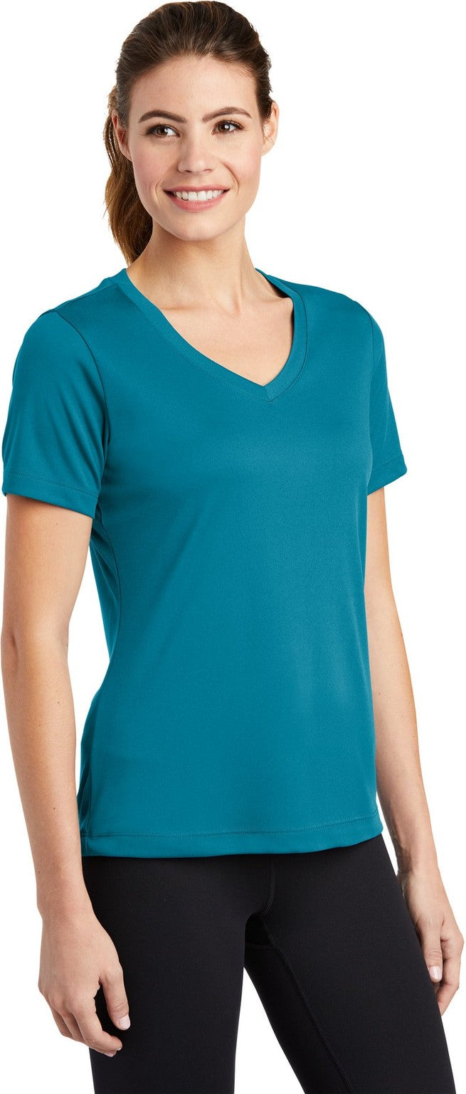 Tropic Blue Sport-Tek Women's PosiCharge Competitor V-Neck Tee. LST353