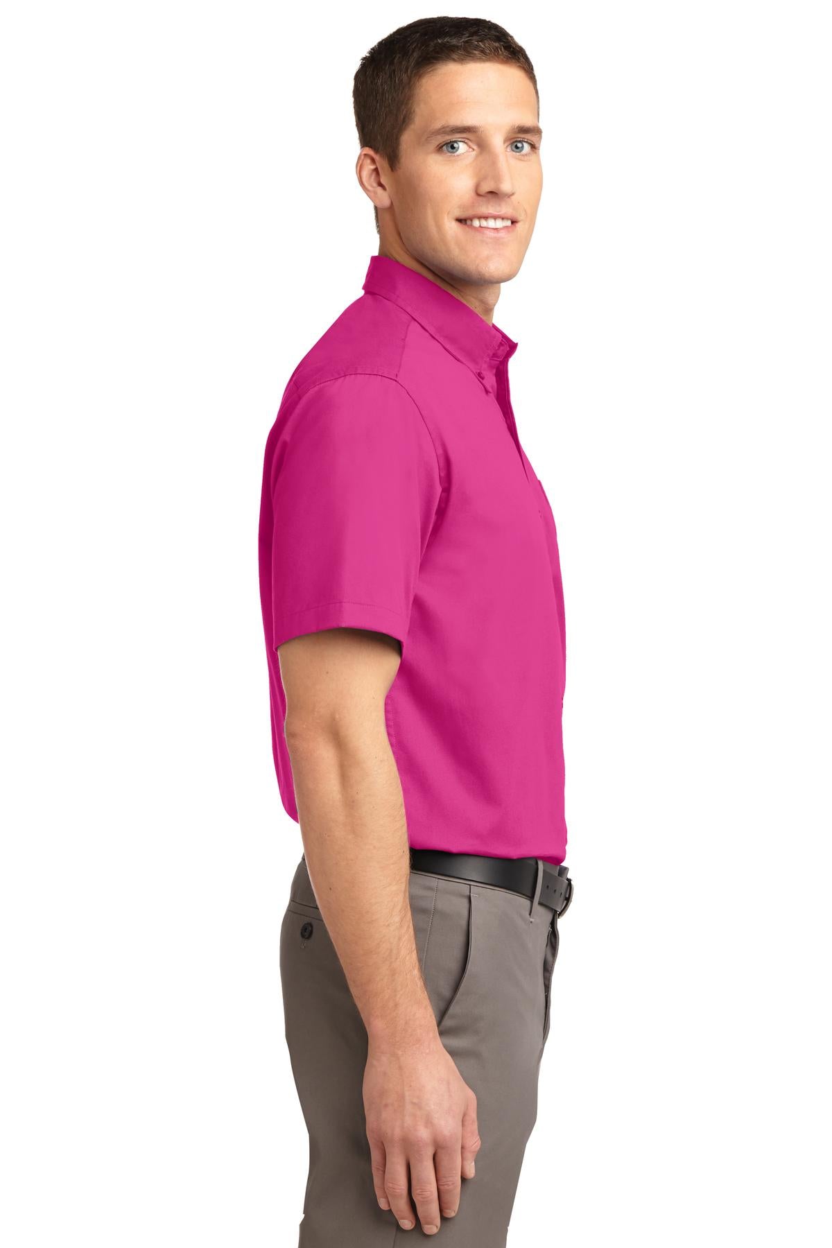 Tropical Pink Port Authority Short Sleeve Easy Care Shirt. S508