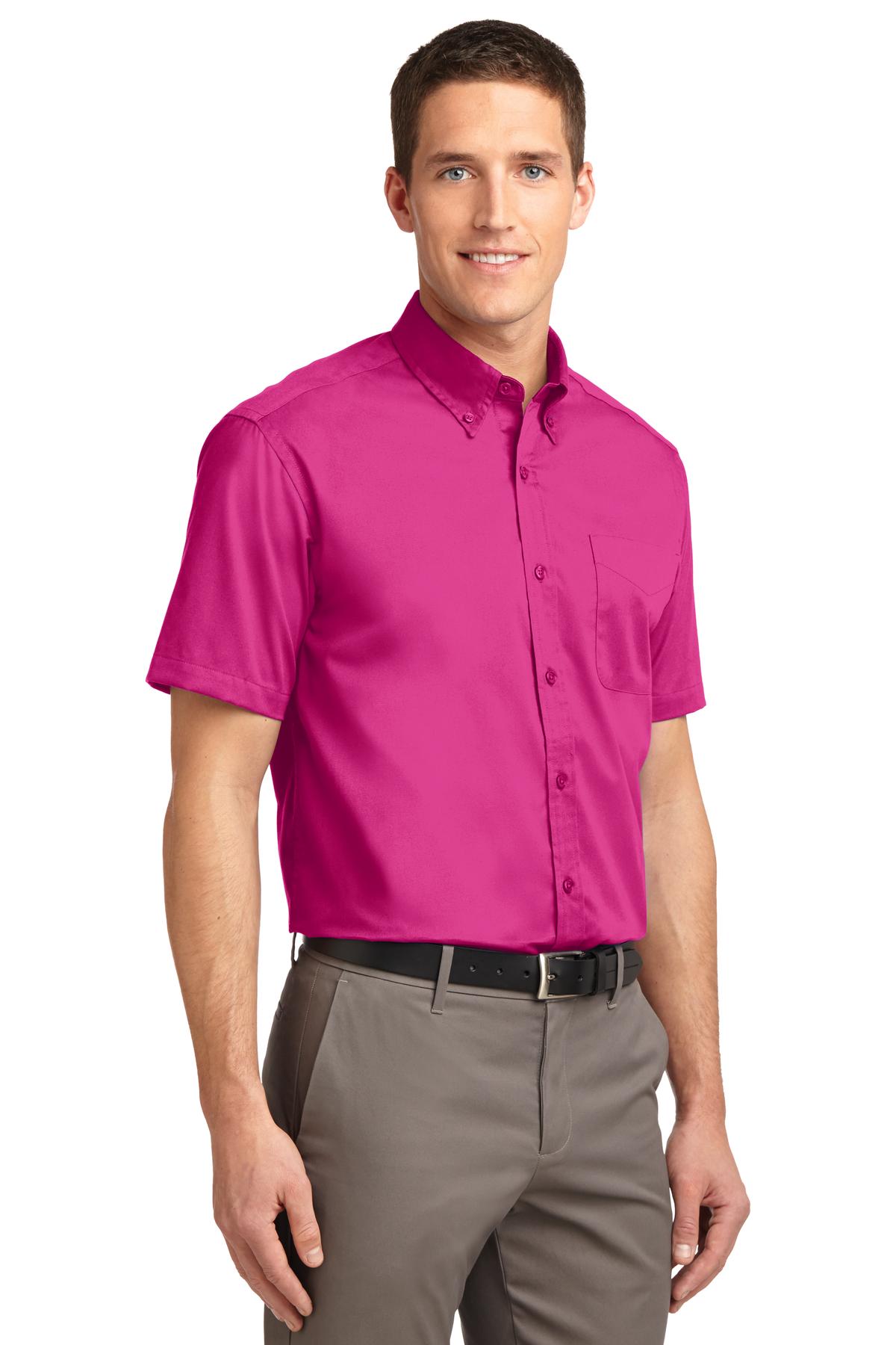 Tropical Pink Port Authority Short Sleeve Easy Care Shirt. S508