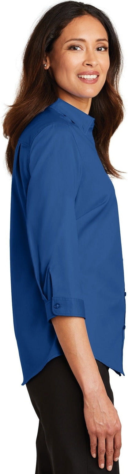 True Blue Port Authority Women's 3/4-Sleeve SuperPro Twill Shirt. L665