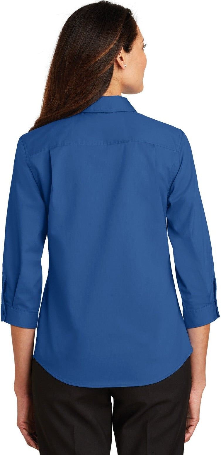 True Blue Port Authority Women's 3/4-Sleeve SuperPro Twill Shirt. L665