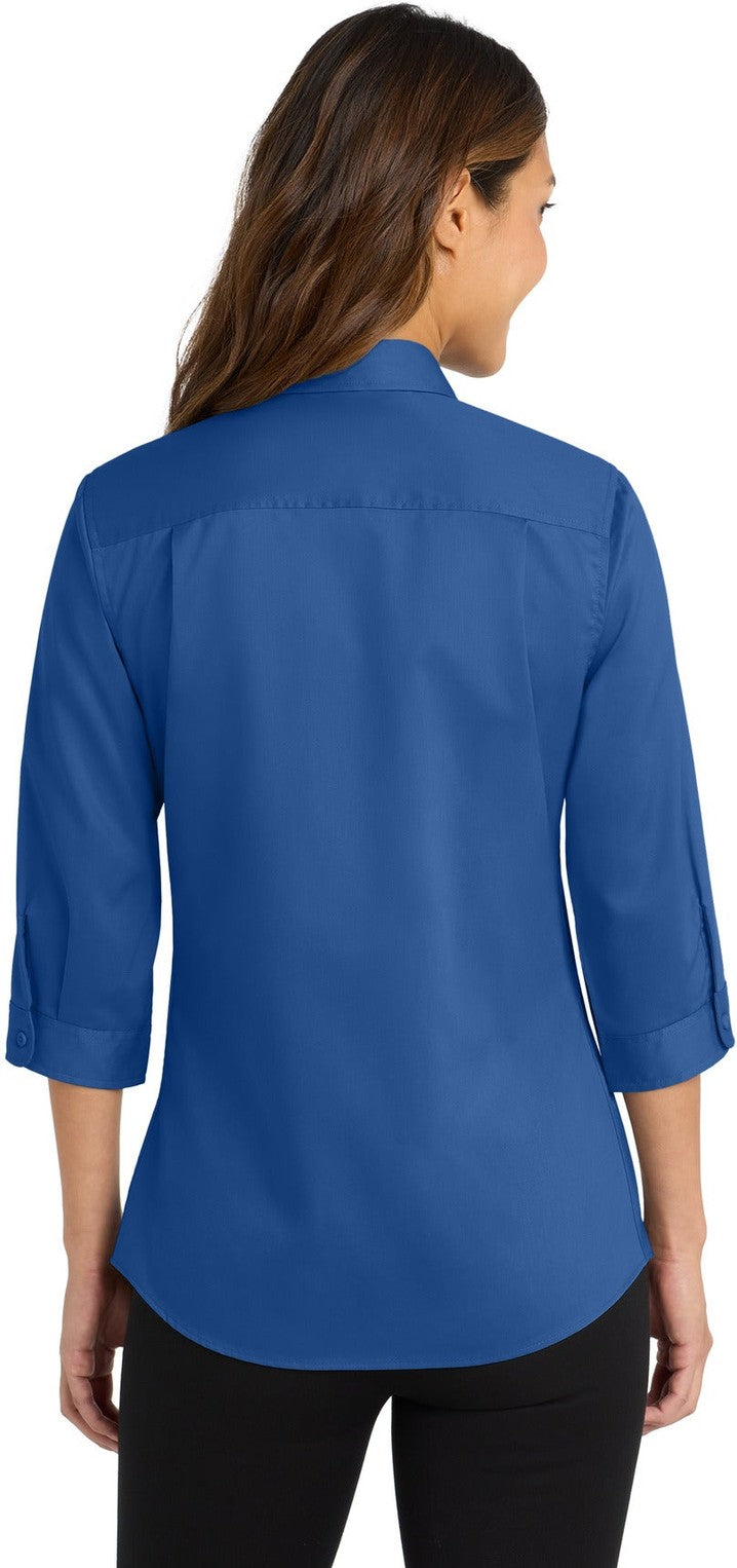 True Blue Port Authority Women's 3/4-Sleeve SuperPro Twill Shirt. L665