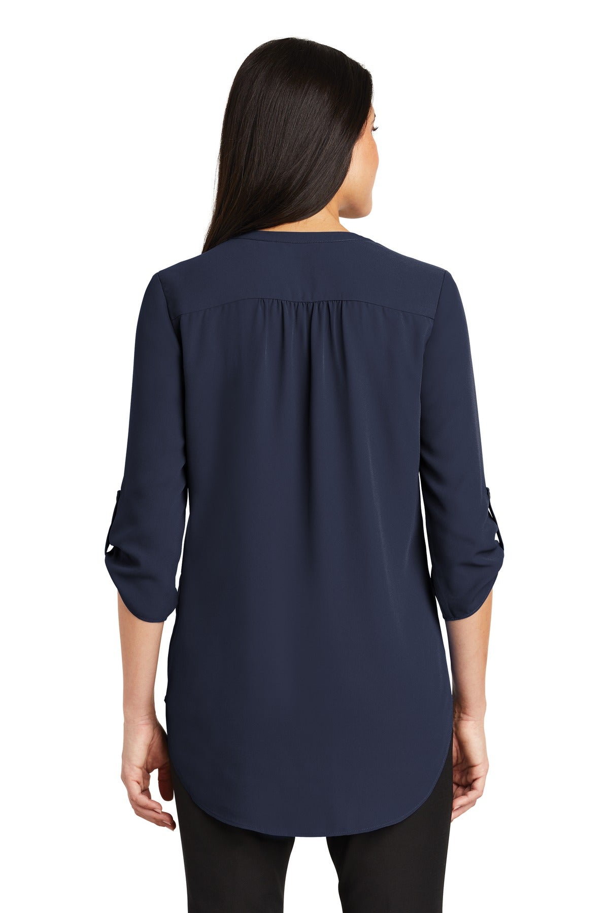 True Navy Port Authority Women's 3/4-Sleeve Tunic Blouse. LW701