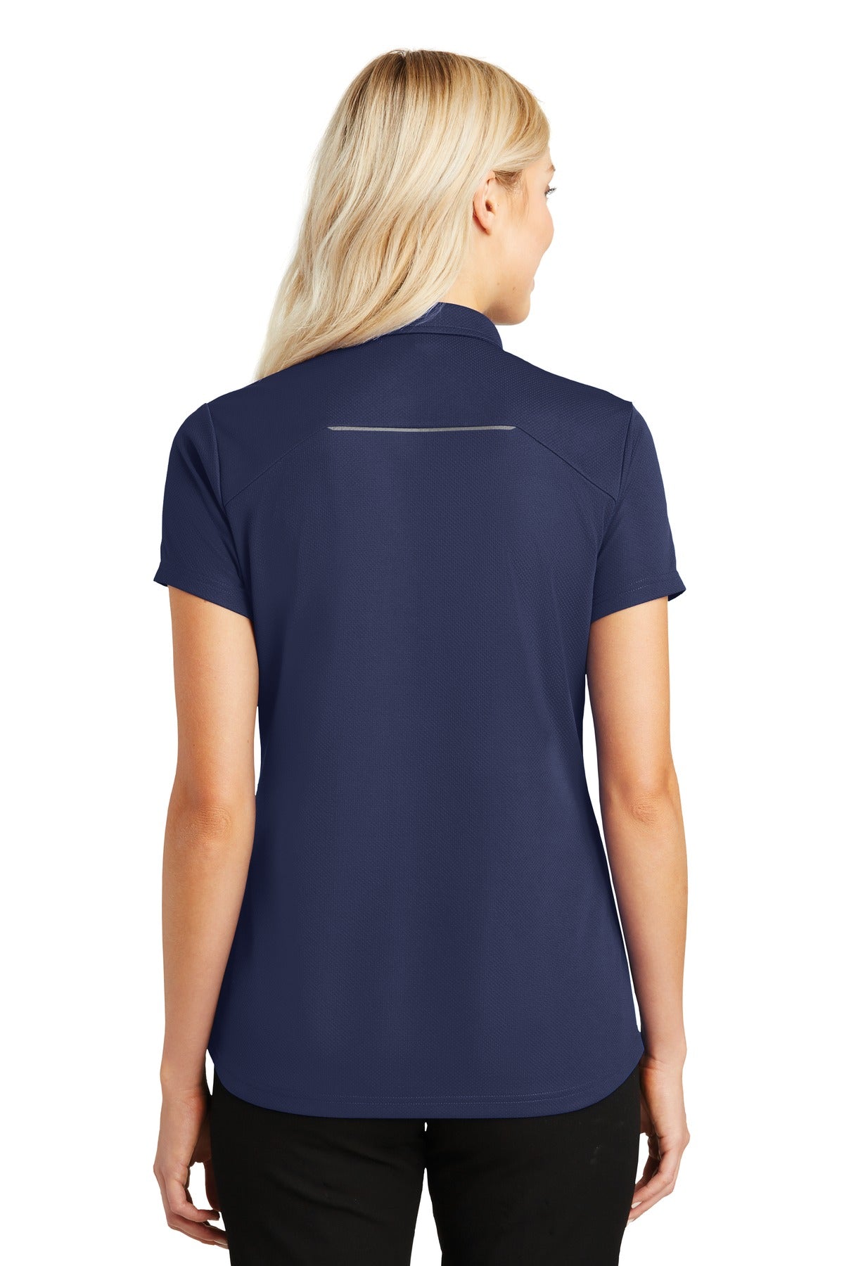 True Navy Port Authority Women's Pinpoint Mesh Zip Polo. L580