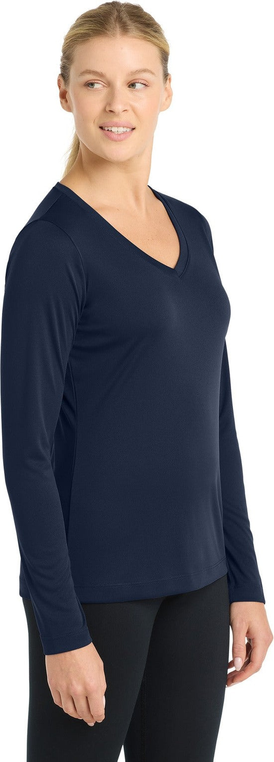 True Navy Sport-Tek Women's Long Sleeve PosiCharge Competitor V-Neck Tee. LST353LS