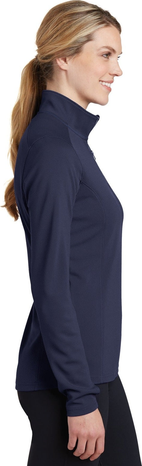 True Navy Sport-Tek Women's Sport-Wick Textured 1/4-Zip Pullover. LST860
