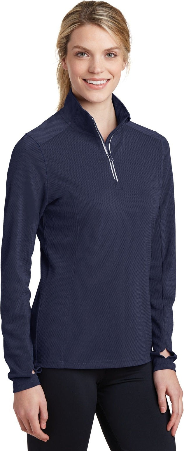 True Navy Sport-Tek Women's Sport-Wick Textured 1/4-Zip Pullover. LST860