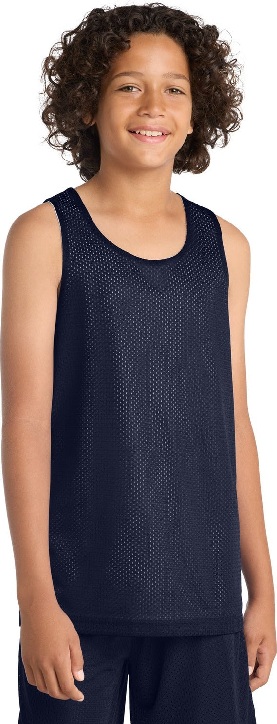 True Navy/Wh Sport-Tek Youth PosiCharge Classic Mesh Reversible Tank. YST500