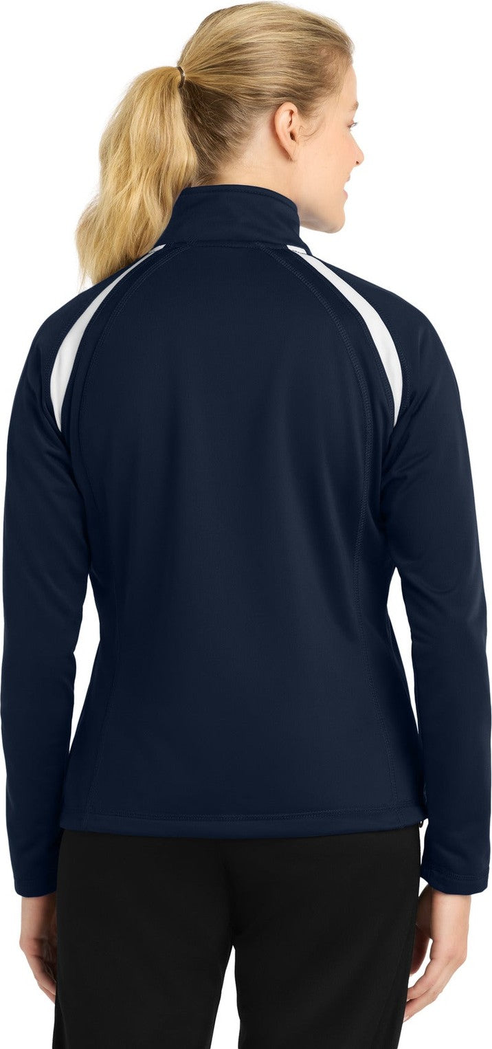 True Navy/Whit Sport-Tek Women's Tricot Track Jacket. LST90