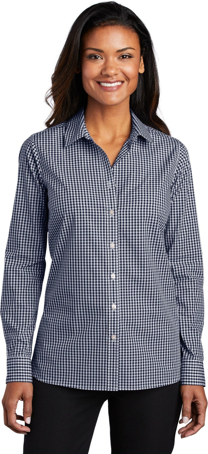 True Navy/Wht Port Authority Women's Broadcloth Gingham Easy Care Shirt LW644