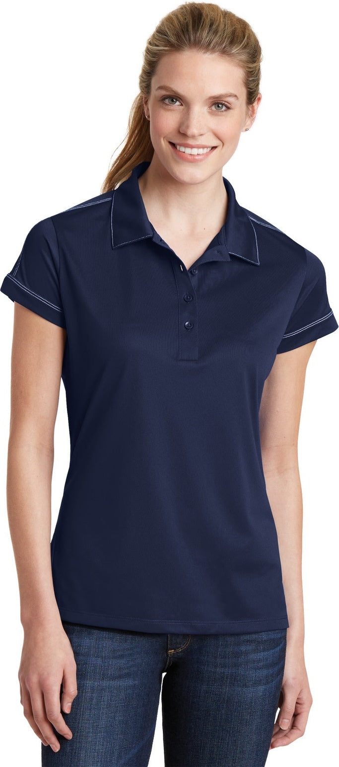 True Navy/Wht Sport-Tek Women's Contrast Stitch Micropique Sport-Wick Polo. LST659