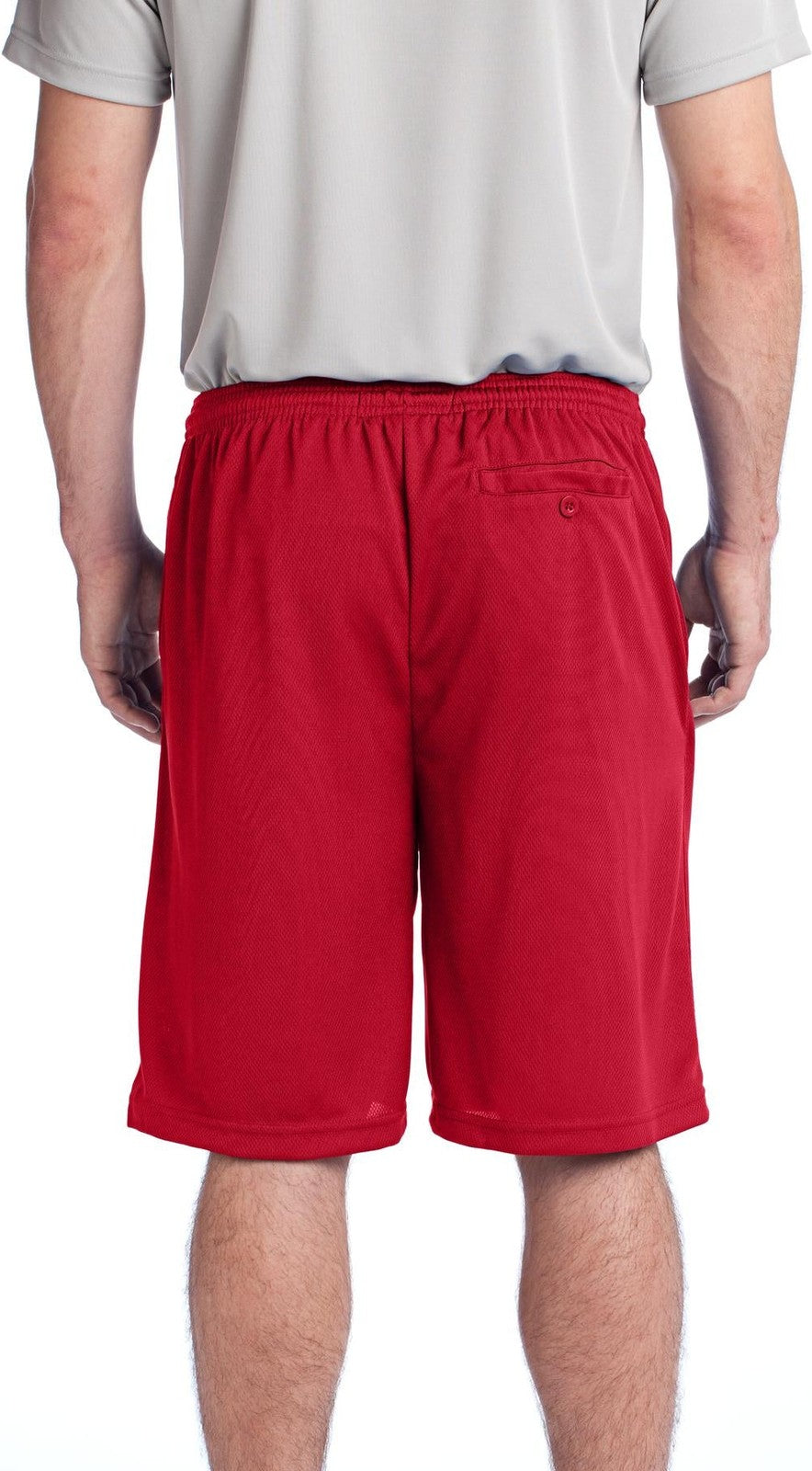 True Red Sport-Tek PosiCharge Tough Mesh Pocket Short. ST312