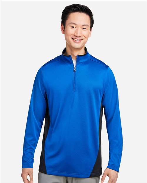 True Royal/ Black Men&#39;s Flash Snag Protection Plus IL Colorblock Quarter-Zip Pullover - M786