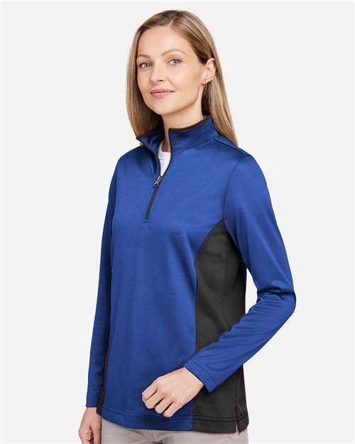 True Royal/ Black Women&#39;s Flash Snag Protection Plus IL Colorblock Quarter-Zip Pullover - M786W