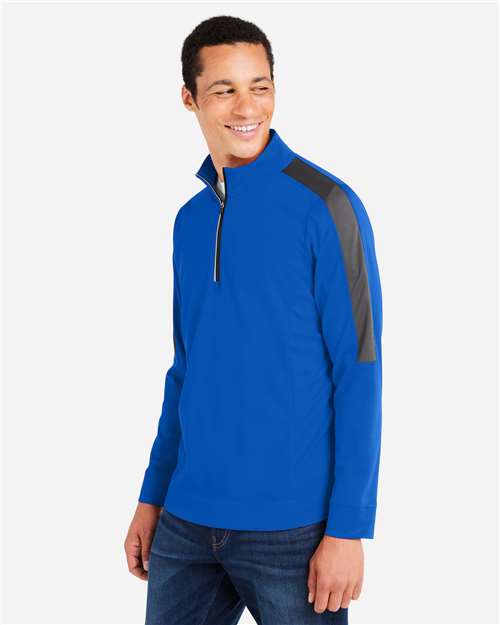 True Royal/ Carbon Men's Market Snag Protect Mesh Colorblock Quarter-Zip Pullover - CE404