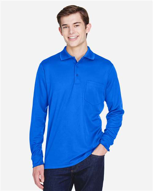 True Royal Men&#39;s Pinnacle Performance Long Sleeve Piqué Polo with Pocket - 88192P