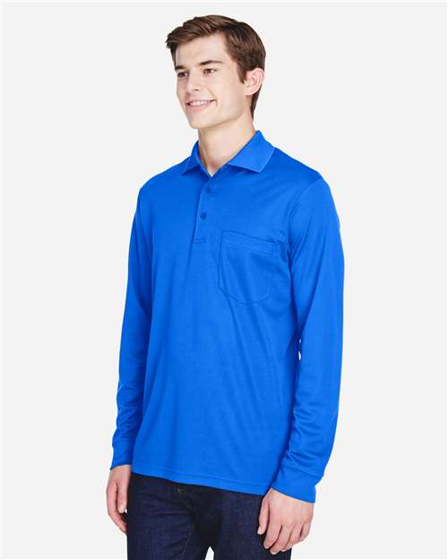True Royal Men&#39;s Pinnacle Performance Long Sleeve Piqué Polo with Pocket - 88192P
