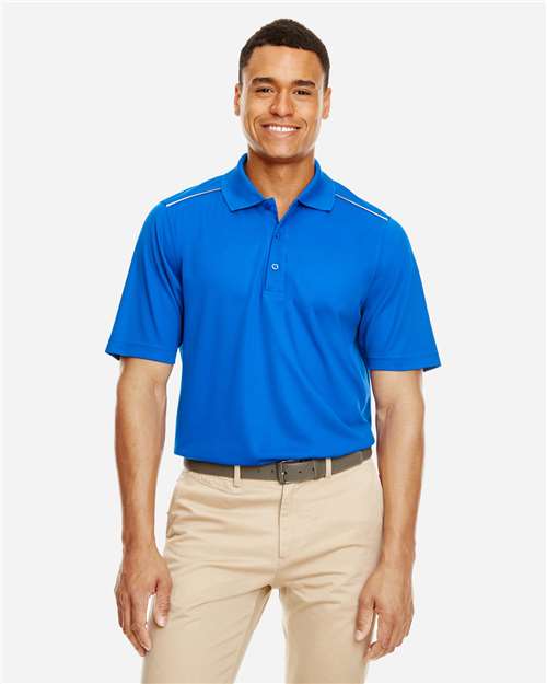 Front View of True Royal Men's Radiant Performance Piqué Polo with Reflective Piping - 88181R