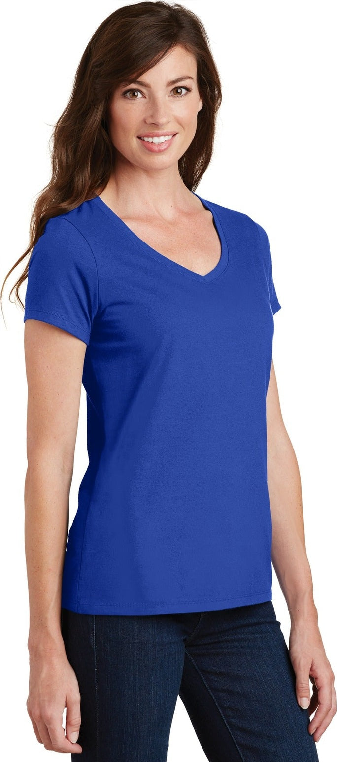 True Royal Port & Co Women's Fan Favorite V-Neck Tee. LPC450V