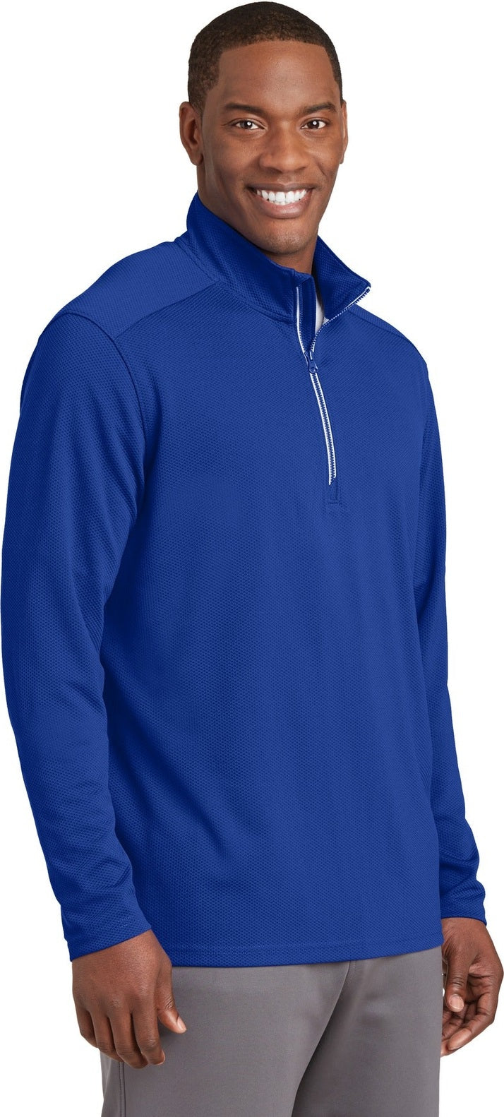 True Royal Sport-Tek Sport-Wick Textured 1/4-Zip Pullover. ST860