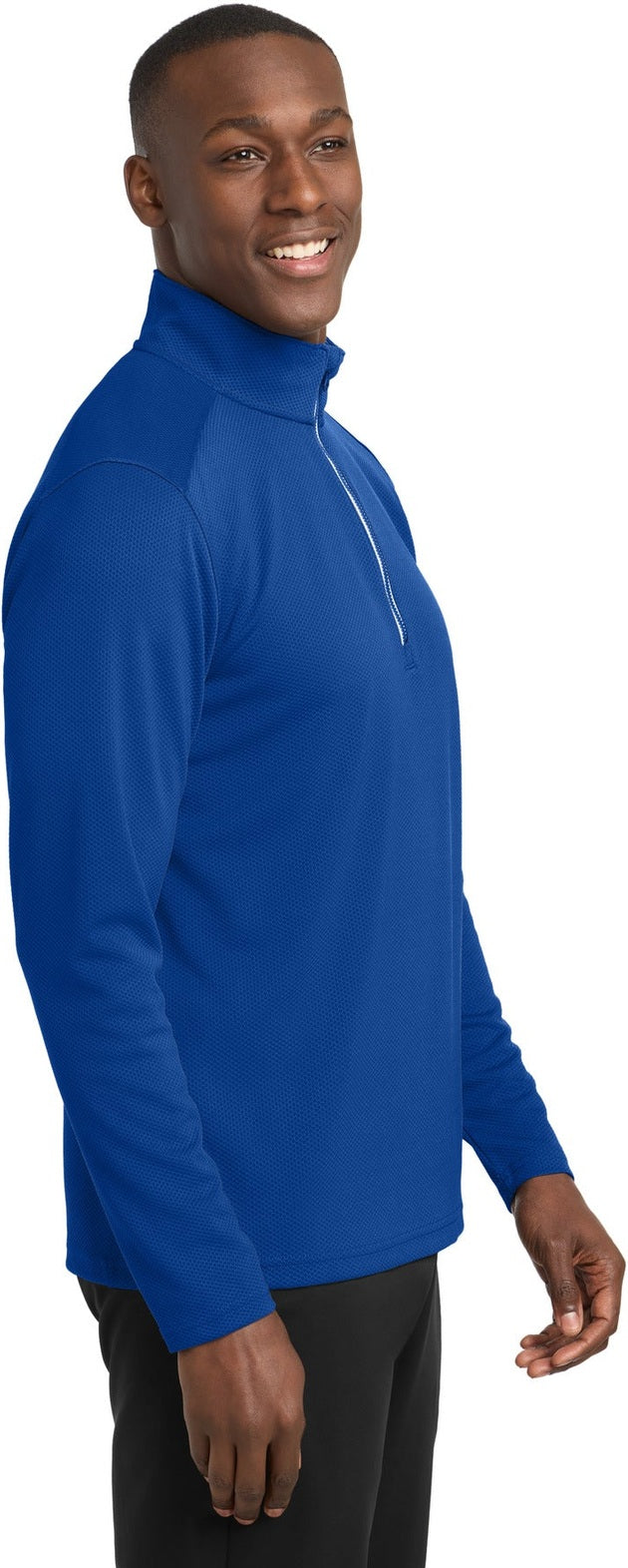True Royal Sport-Tek Sport-Wick Textured 1/4-Zip Pullover. ST860