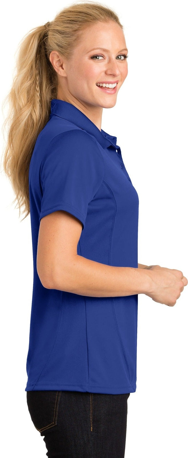 True Royal Sport-Tek Women's Dry Zone Raglan Accent Polo. L475