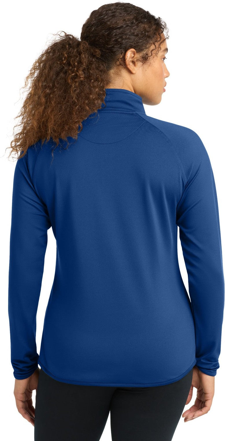 True Royal Sport-Tek Women's Sport-Wick Stretch 1/4-Zip Pullover. LST850