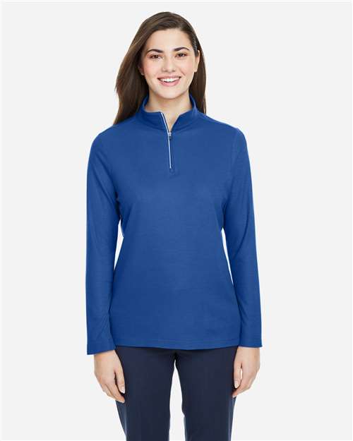 True Royal Women's Fusion ChromaSoft™ Pique Quarter-Zip Pullover - CE405W
