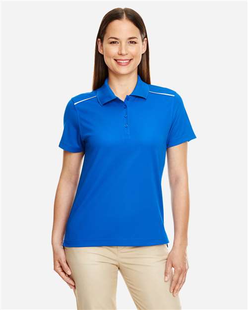 Front View of True Royal Women's Radiant Performance Piqué Polo with Reflective Piping - 78181R