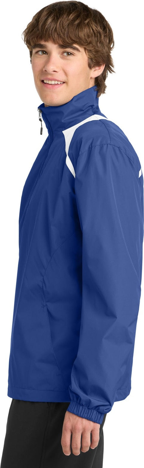 True Royal/Wht Sport-Tek 1/2-Zip Wind Shirt. JST75