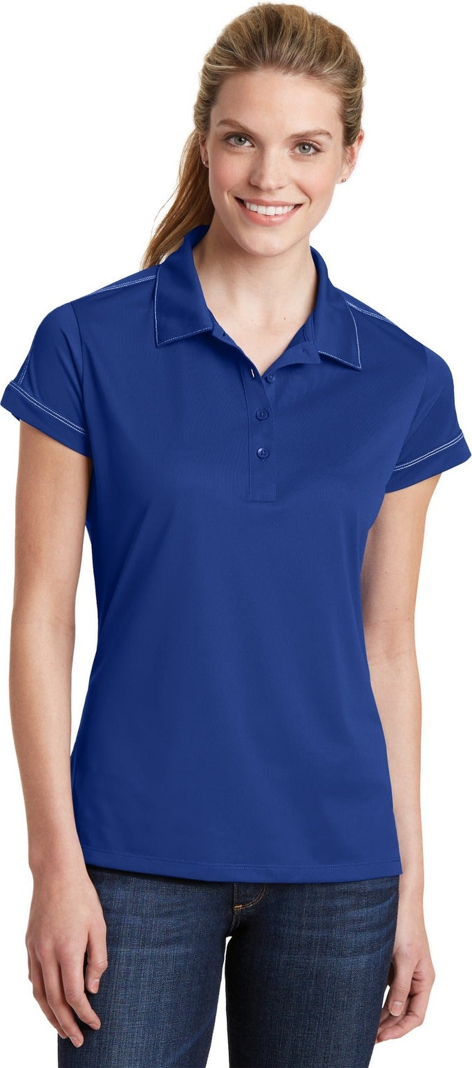 True Royal/Wht Sport-Tek Women's Contrast Stitch Micropique Sport-Wick Polo. LST659